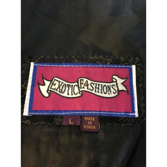 Vintage Exotic Fashions Women's Genuine Leather Jacket Snap Closure Black Large - Picture 8 of 10